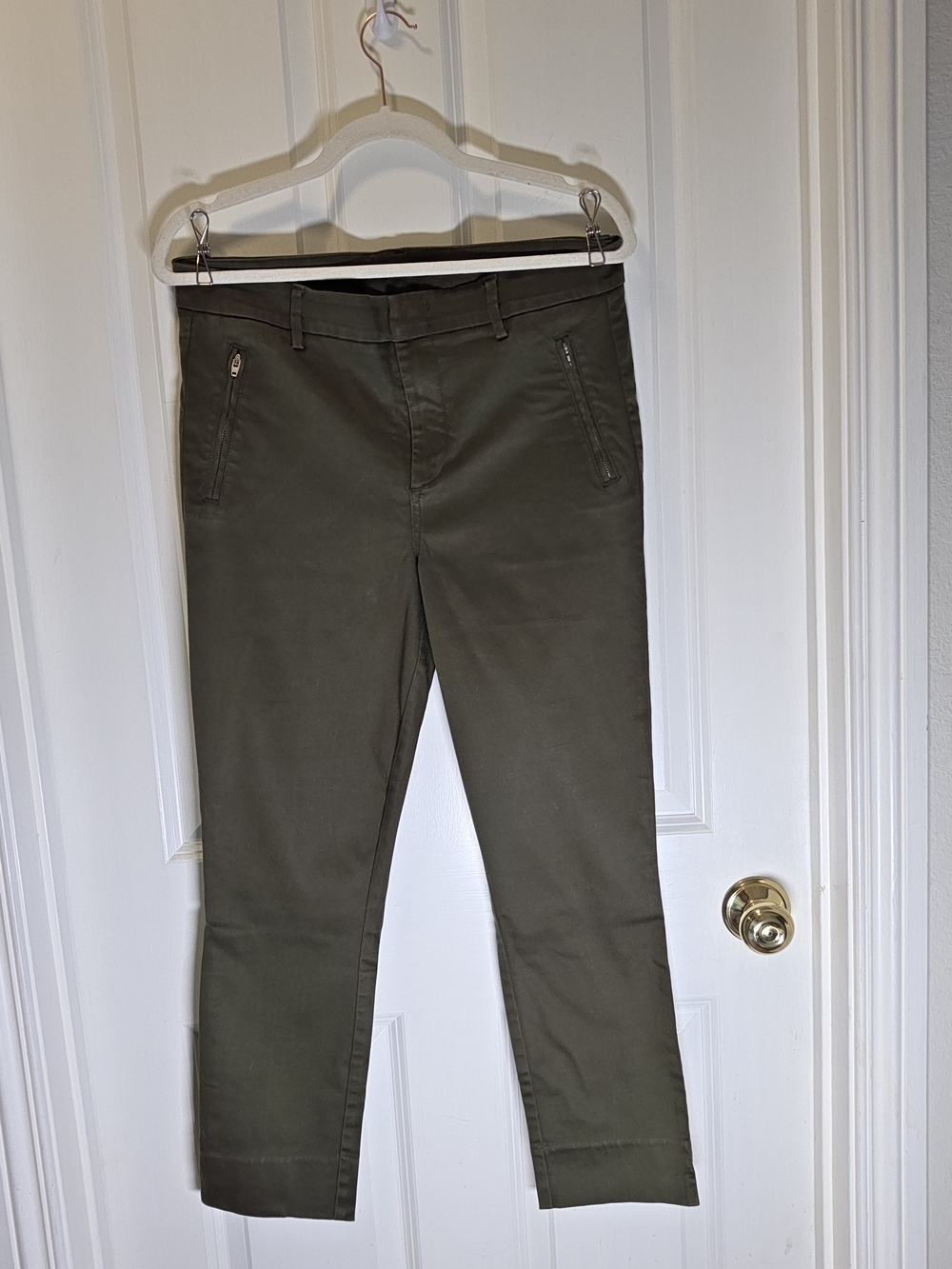 Level 99 Olive Green Cropped Slim Jeans